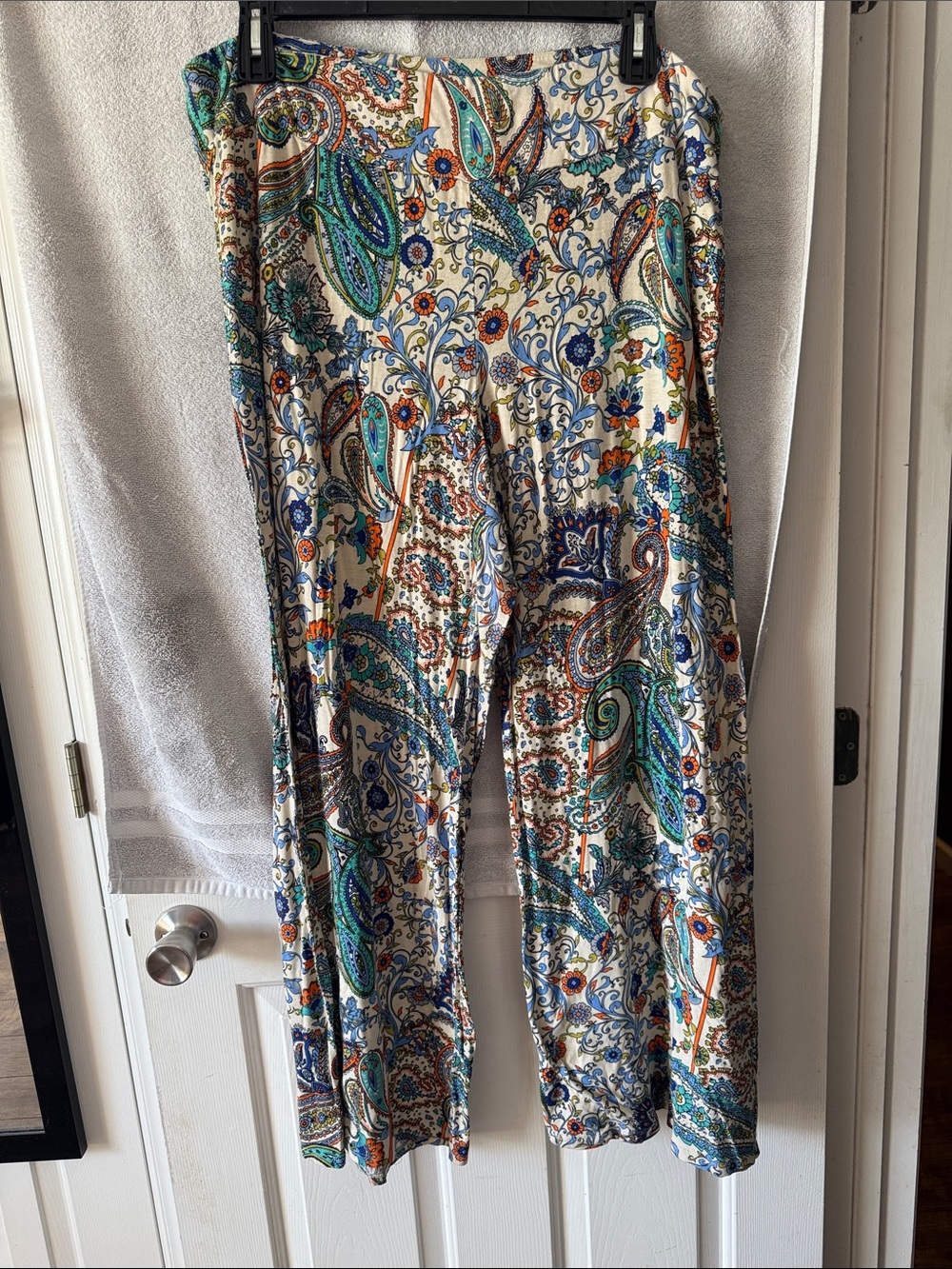 Cato Paisley Wide-Leg Pants - Blue, Green, Orange, Cream
